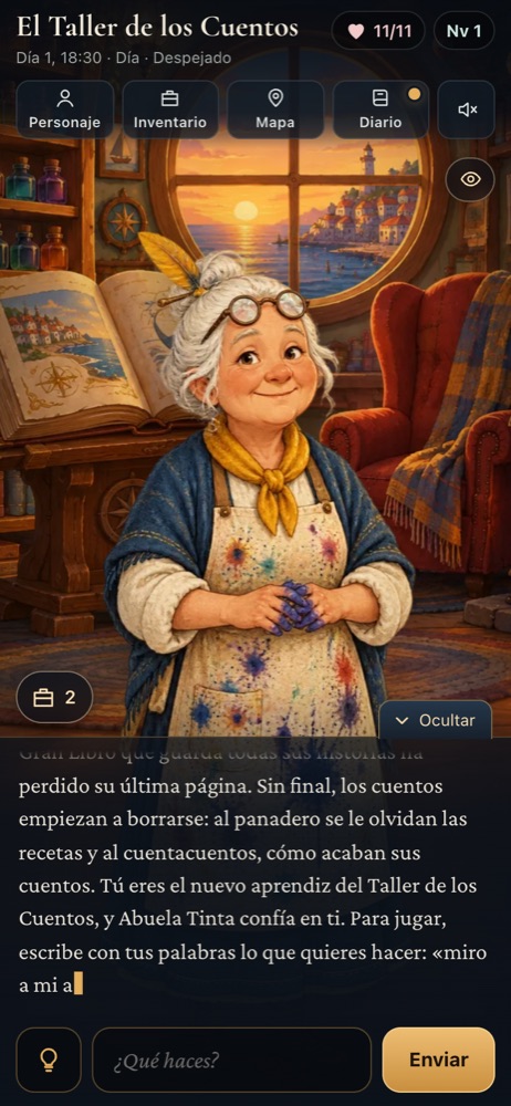 El tutorial, El Taller de los Cuentos, en un móvil